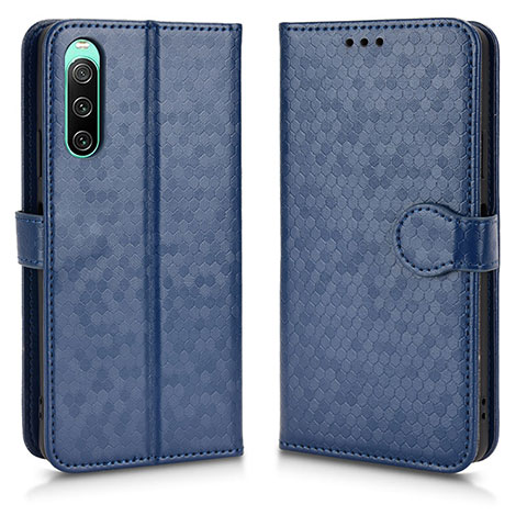 Custodia Portafoglio In Pelle Cover con Supporto C01X per Sony Xperia 10 V Blu