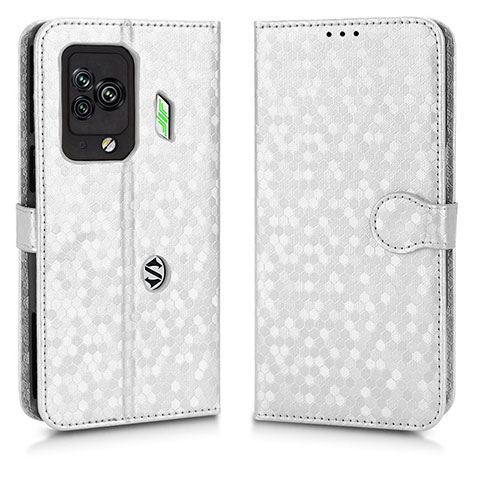 Custodia Portafoglio In Pelle Cover con Supporto C01X per Xiaomi Black Shark 5 Pro 5G Argento