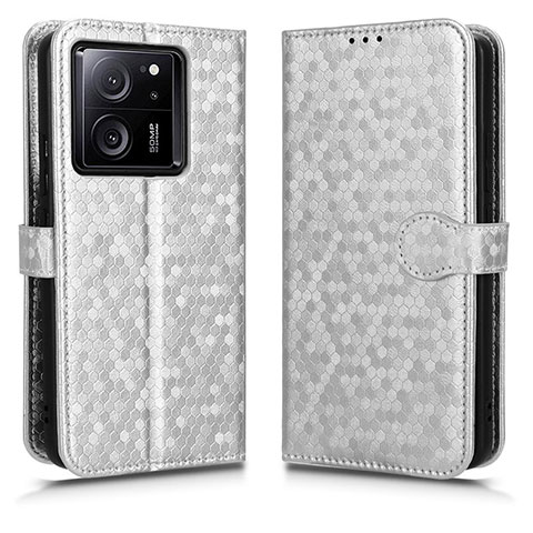 Custodia Portafoglio In Pelle Cover con Supporto C01X per Xiaomi Mi 13T 5G Argento