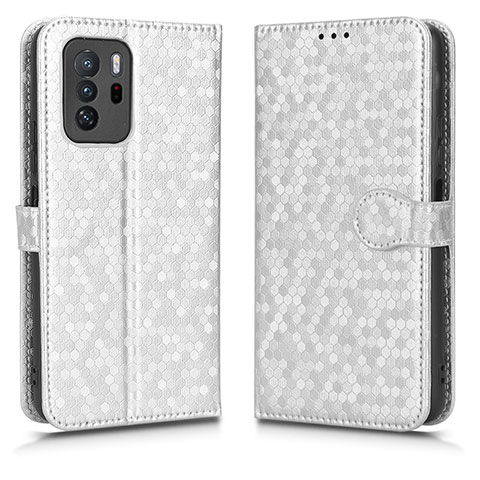 Custodia Portafoglio In Pelle Cover con Supporto C01X per Xiaomi Poco X3 GT 5G Argento