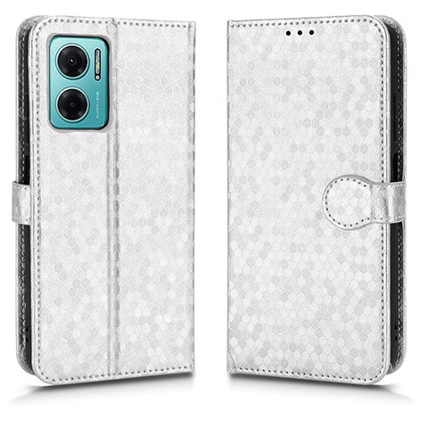 Custodia Portafoglio In Pelle Cover con Supporto C01X per Xiaomi Redmi 10 5G Argento