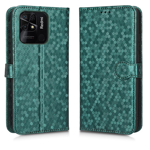 Custodia Portafoglio In Pelle Cover con Supporto C01X per Xiaomi Redmi 10 India Verde