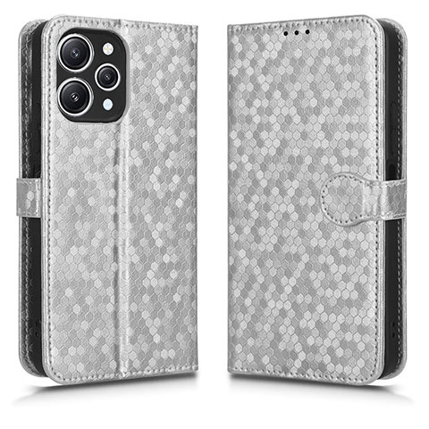 Custodia Portafoglio In Pelle Cover con Supporto C01X per Xiaomi Redmi 12 4G Argento