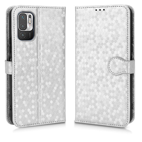 Custodia Portafoglio In Pelle Cover con Supporto C01X per Xiaomi Redmi Note 10 JE 5G Argento