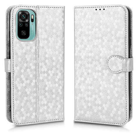 Custodia Portafoglio In Pelle Cover con Supporto C01X per Xiaomi Redmi Note 10S 4G Argento