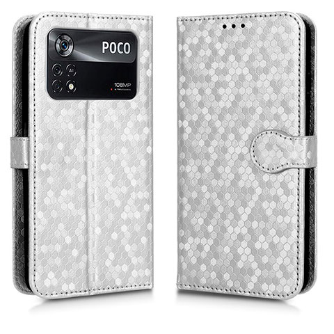 Custodia Portafoglio In Pelle Cover con Supporto C01X per Xiaomi Redmi Note 11E Pro 5G Argento