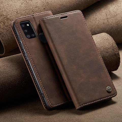 Custodia Portafoglio In Pelle Cover con Supporto C02S per Samsung Galaxy A21s Marrone