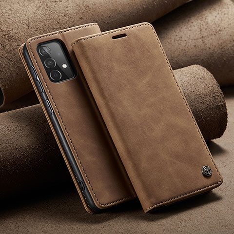 Custodia Portafoglio In Pelle Cover con Supporto C02S per Samsung Galaxy A52s 5G Marrone Chiaro