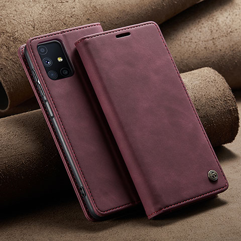 Custodia Portafoglio In Pelle Cover con Supporto C02S per Samsung Galaxy M51 Rosso Rosa