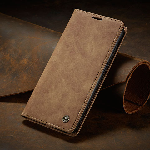 Custodia Portafoglio In Pelle Cover con Supporto C02S per Xiaomi Redmi Note 9 Pro Max Marrone Chiaro