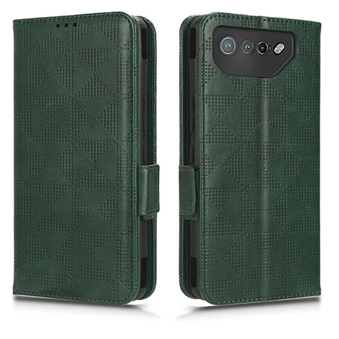 Custodia Portafoglio In Pelle Cover con Supporto C02X per Asus ROG Phone 7 Verde