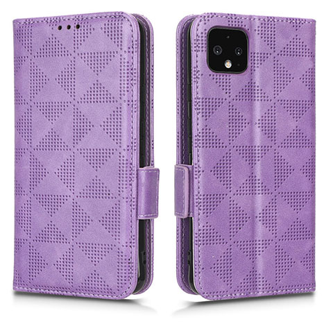 Custodia Portafoglio In Pelle Cover con Supporto C02X per Google Pixel 4 Viola