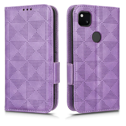 Custodia Portafoglio In Pelle Cover con Supporto C02X per Google Pixel 4a Viola