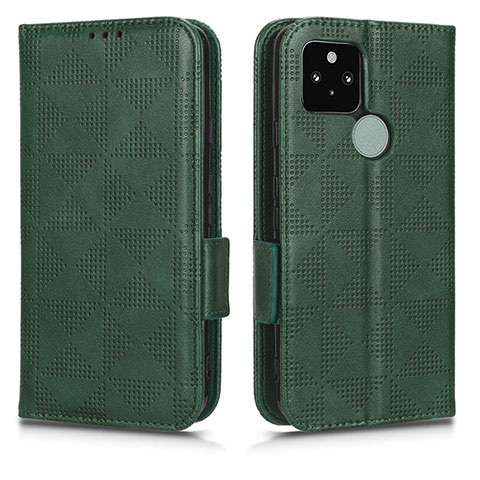 Custodia Portafoglio In Pelle Cover con Supporto C02X per Google Pixel 5 Verde