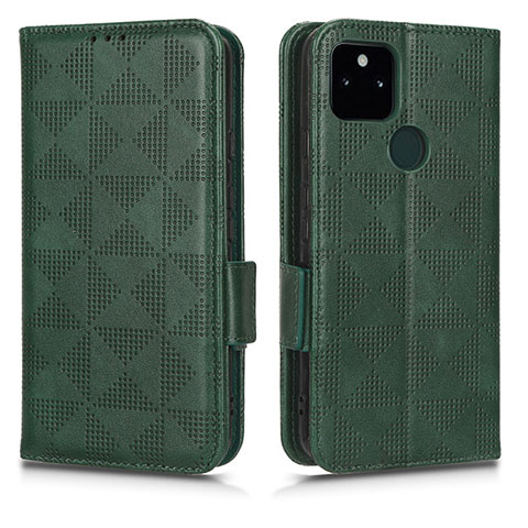 Custodia Portafoglio In Pelle Cover con Supporto C02X per Google Pixel 5a 5G Verde