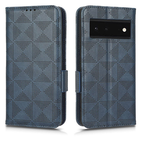 Custodia Portafoglio In Pelle Cover con Supporto C02X per Google Pixel 6 5G Blu