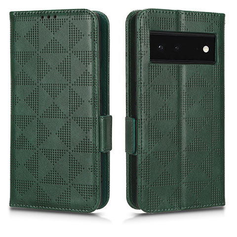 Custodia Portafoglio In Pelle Cover con Supporto C02X per Google Pixel 6 5G Verde