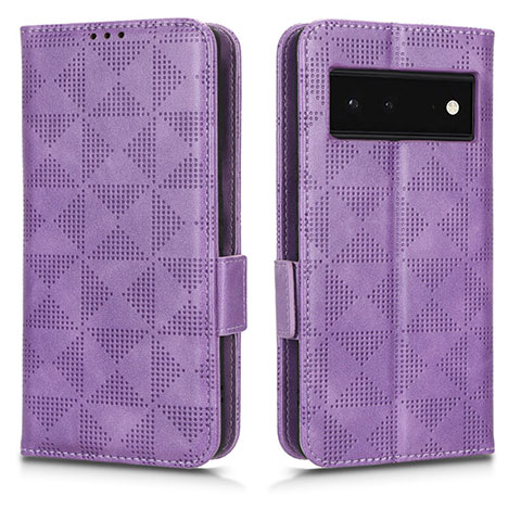 Custodia Portafoglio In Pelle Cover con Supporto C02X per Google Pixel 6 5G Viola