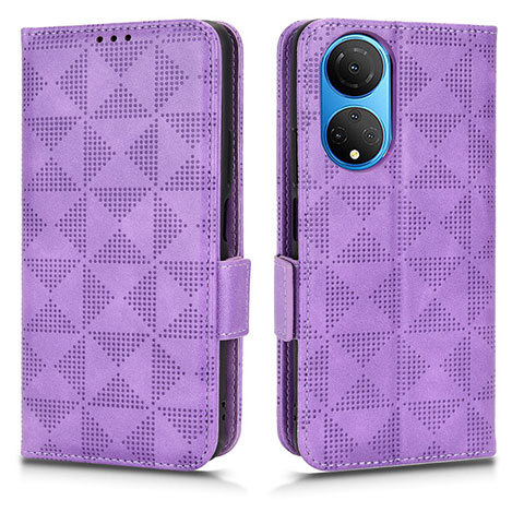 Custodia Portafoglio In Pelle Cover con Supporto C02X per Huawei Honor X7 Viola