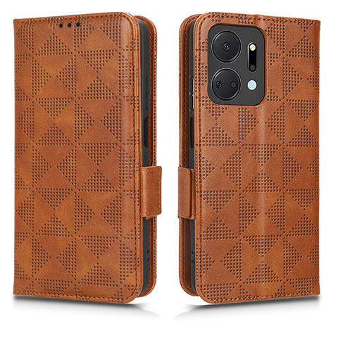 Custodia Portafoglio In Pelle Cover con Supporto C02X per Huawei Honor X7a Marrone