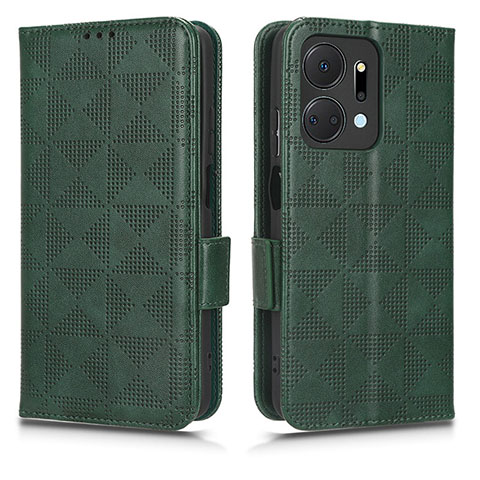 Custodia Portafoglio In Pelle Cover con Supporto C02X per Huawei Honor X7a Verde