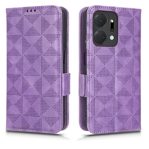 Custodia Portafoglio In Pelle Cover con Supporto C02X per Huawei Honor X7a Viola