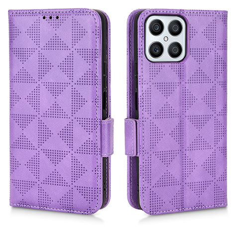 Custodia Portafoglio In Pelle Cover con Supporto C02X per Huawei Honor X8 4G Viola