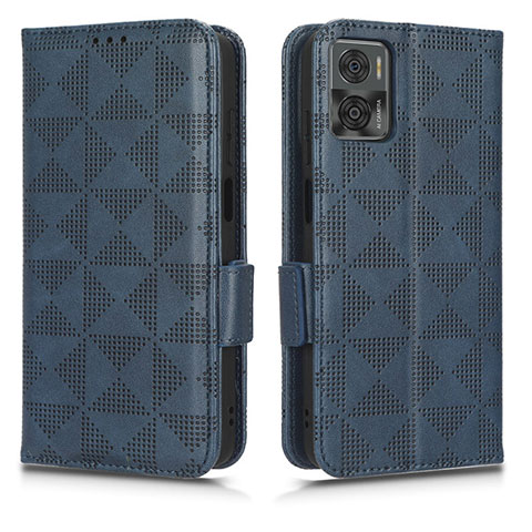 Custodia Portafoglio In Pelle Cover con Supporto C02X per Motorola Moto E22 Blu