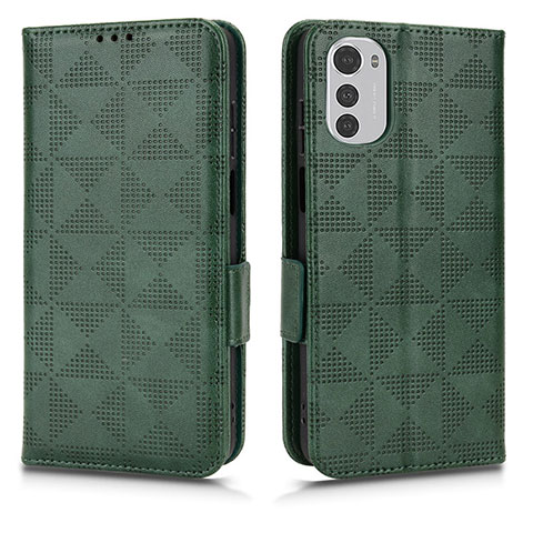 Custodia Portafoglio In Pelle Cover con Supporto C02X per Motorola Moto E32s Verde