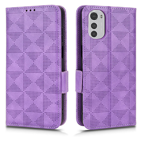 Custodia Portafoglio In Pelle Cover con Supporto C02X per Motorola Moto E32s Viola