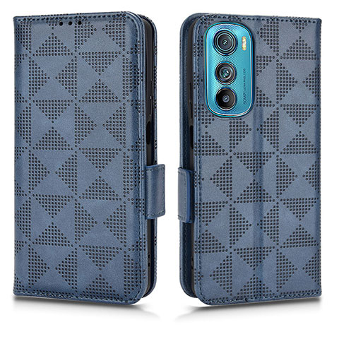 Custodia Portafoglio In Pelle Cover con Supporto C02X per Motorola Moto Edge 30 5G Blu