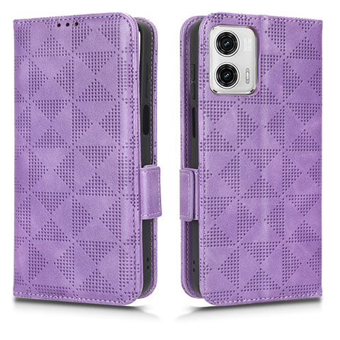 Custodia Portafoglio In Pelle Cover con Supporto C02X per Motorola Moto G53j 5G Viola