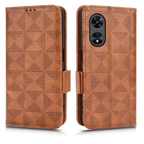 Custodia Portafoglio In Pelle Cover con Supporto C02X per Oppo A1 Pro 5G Marrone