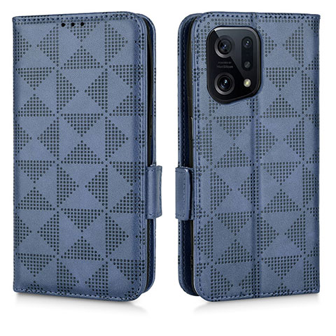 Custodia Portafoglio In Pelle Cover con Supporto C02X per Oppo Find X5 5G Blu