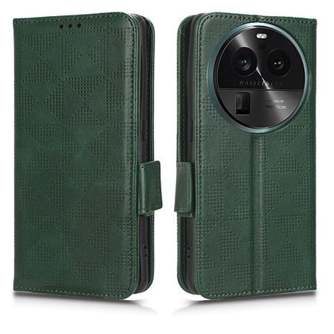 Custodia Portafoglio In Pelle Cover con Supporto C02X per Oppo Find X6 5G Verde