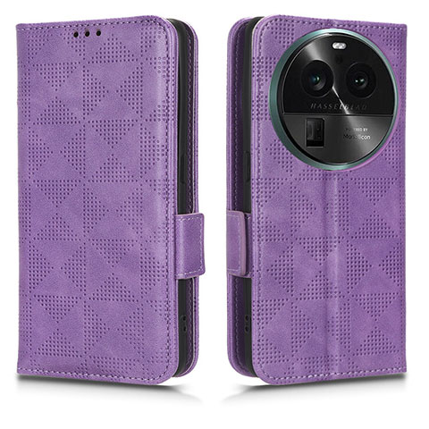 Custodia Portafoglio In Pelle Cover con Supporto C02X per Oppo Find X6 Pro 5G Viola