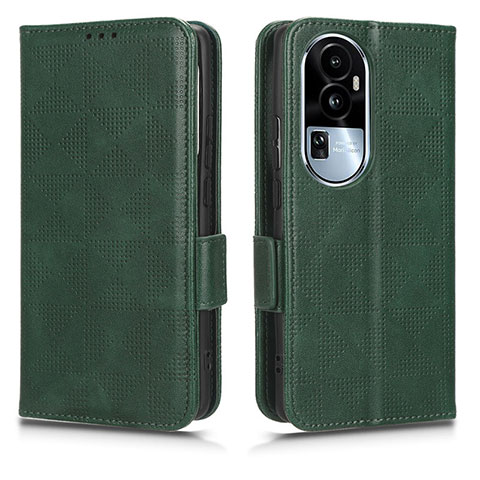 Custodia Portafoglio In Pelle Cover con Supporto C02X per Oppo Reno10 Pro+ Plus 5G Verde