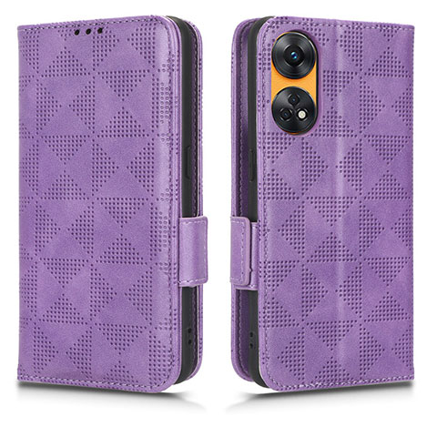 Custodia Portafoglio In Pelle Cover con Supporto C02X per Oppo Reno8 T 4G Viola