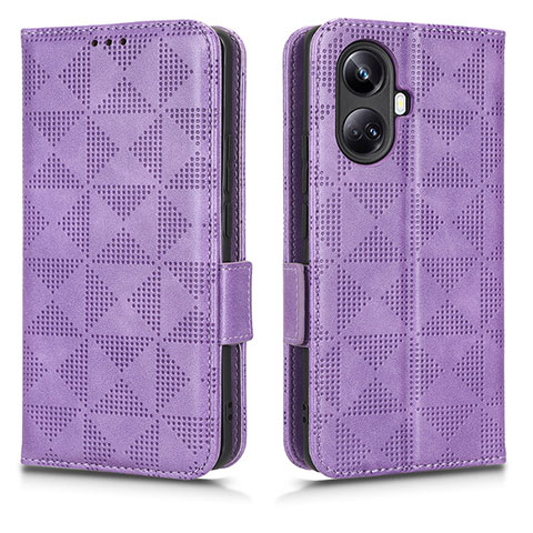 Custodia Portafoglio In Pelle Cover con Supporto C02X per Realme 10 Pro+ Plus 5G Viola