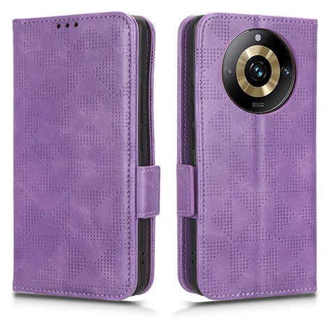 Custodia Portafoglio In Pelle Cover con Supporto C02X per Realme 11 Pro 5G Viola