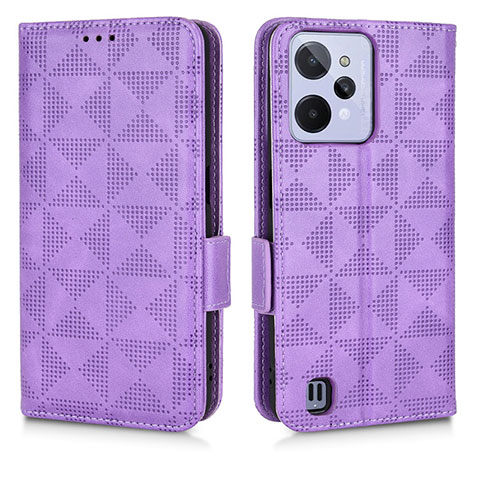 Custodia Portafoglio In Pelle Cover con Supporto C02X per Realme C31 Viola