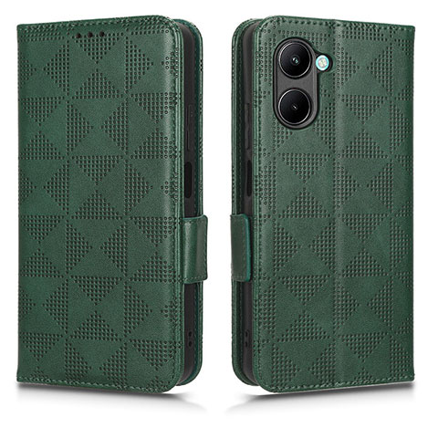 Custodia Portafoglio In Pelle Cover con Supporto C02X per Realme C33 (2023) Verde