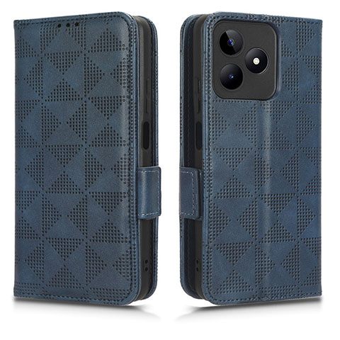 Custodia Portafoglio In Pelle Cover con Supporto C02X per Realme C51 Blu