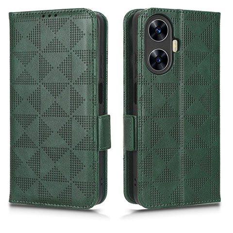 Custodia Portafoglio In Pelle Cover con Supporto C02X per Realme C55 Verde