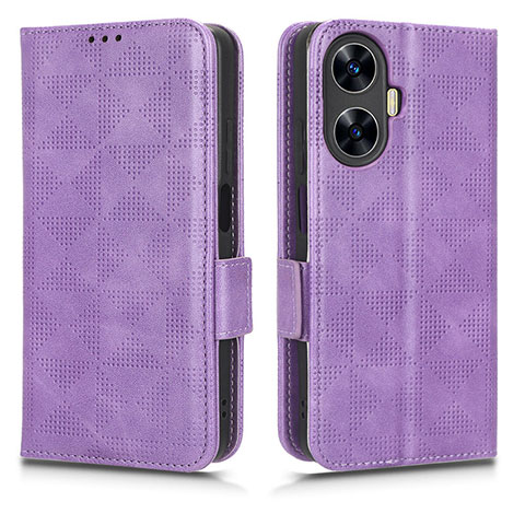 Custodia Portafoglio In Pelle Cover con Supporto C02X per Realme C55 Viola