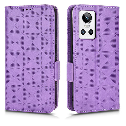 Custodia Portafoglio In Pelle Cover con Supporto C02X per Realme GT Neo3 5G Viola