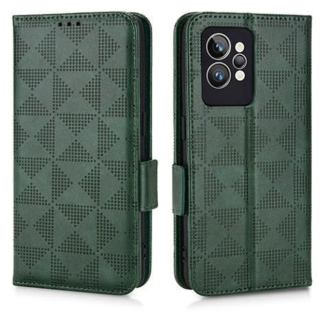 Custodia Portafoglio In Pelle Cover con Supporto C02X per Realme GT2 Pro 5G Verde