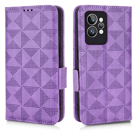 Custodia Portafoglio In Pelle Cover con Supporto C02X per Realme GT2 Pro 5G Viola