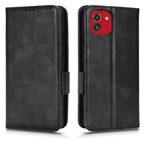 Custodia Portafoglio In Pelle Cover con Supporto C02X per Samsung Galaxy A03 Nero