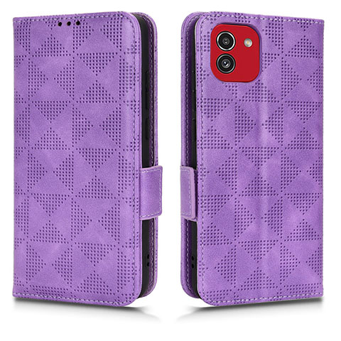 Custodia Portafoglio In Pelle Cover con Supporto C02X per Samsung Galaxy A03 Viola